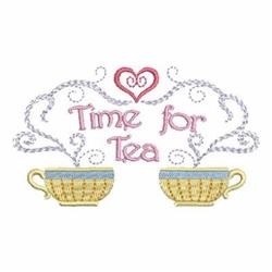 Time For Tea - 4x4 tea beginner-friendly embroidery design for kitchen tea towels