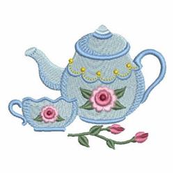 Time For Tea - 4x4 tea detailed machine embroidery design for kitchen tea towels