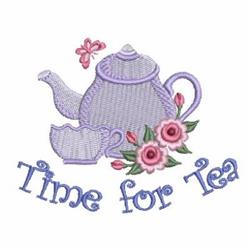 Time For Tea - 4x4 tea detailed machine embroidery design for decorative pillow covers