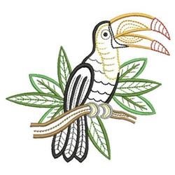 beginner-friendly bird machine embroidery pattern - Toucan for decorative pillow covers