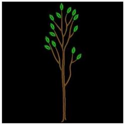 Simple modern tree with brown trunk and vibrant green leaves on a black background, ideal for machine embroidery.