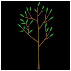 Stylized tree silhouette in brown with green leaves on a black background, perfect for a minimalist nature-themed design.