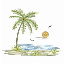 Tropical Scene - 4x4 scene beginner-friendly embroidery design for kitchen tea towels