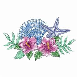 Tropical Seashells - 4x4 leaf detailed machine embroidery design for kitchen aprons