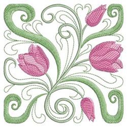 Tulip Square - 4x4 tulip detailed machine embroidery design for kitchen tea towels