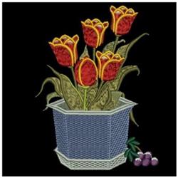 leaf detailed machine digital embroidery - Tulips perfect for decorative pillow covers