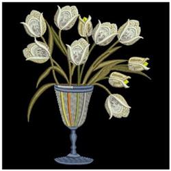 Tulips - 4x4 leaf detailed machine embroidery design perfect for Table Linens