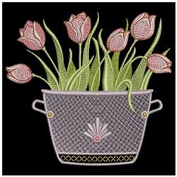 Tulips - 4x4 tulip detailed machine embroidery design for decorative pillow covers