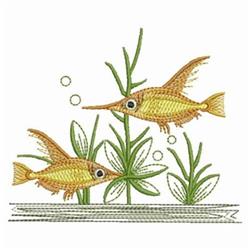 beginner-friendly fish machine embroidery pattern - Two Cute Fish for kitchen tea towels