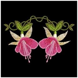 leaf detailed machine embroidery - Two Fuchsia perfect for patchwork quilt blocks
