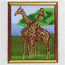 giraffe detailed machine embroidery - Two Giraffes perfect for reusable tote bags