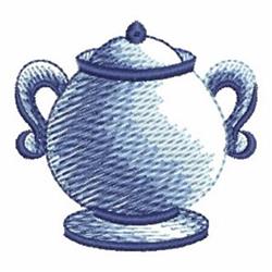 Two Handle Tea Pot - 4x4 pot beginner-friendly embroidery design for decorative tea towels