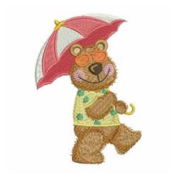 bear detailed machine embroidery - Umbrella Bear perfect for Kids Clothing