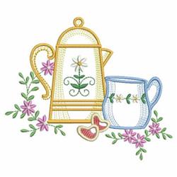 Vintage Tea Set - 4x4 set beginner-friendly embroidery design for decorative pillow covers