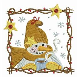 snowman detailed machine digital embroidery - Warming Up perfect for kitchen tea towels