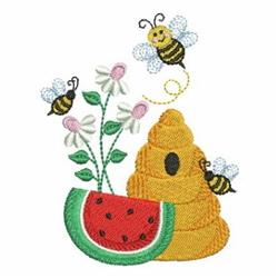 Watermelon Hive - 4x4 hive detailed machine embroidery design for cute baby onesies