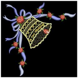 Wedding Bell Corner - 4x4 corner beginner-friendly embroidery design for Table Linens