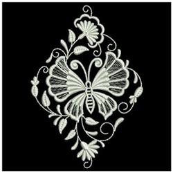 White Work Diamond - 4x4 butterfly beginner-friendly embroidery design for decorative pillow covers