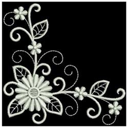 daisy beginner-friendly machine embroidery - Whitework Daisies Corner for patchwork quilt blocks