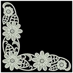 Whitework Floral Corner - 5x7 corner detailed embroidery design for Pillowcases