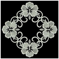 Whitework Hibiscus Block - 4x4 block detailed embroidery design for Picture Frames