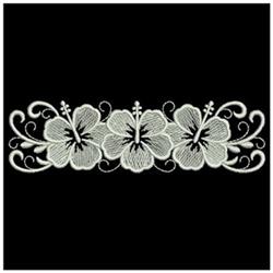 beginner-friendly border machine embroidery pattern - Whitework Hibiscus Border for festive table runners