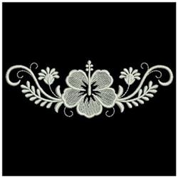 beginner-friendly border machine embroidery pattern - Whitework Hibiscus Border for decorative pillow covers