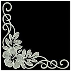 corner beginner-friendly machine embroidery - Whitework Hibiscus Corner for decorative pillow covers
