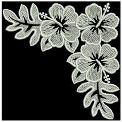 beginner-friendly corner machine embroidery pattern - Whitework Hibiscus Corner for reusable tote bags