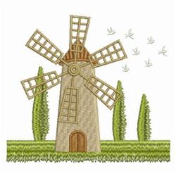 Windmill Scene - 4x4 scene detailed embroidery design for patchwork quilt blocks