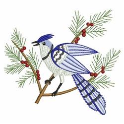 Winter Blue Jay - 4x4 bird beginner-friendly embroidery design for decorative pillow covers