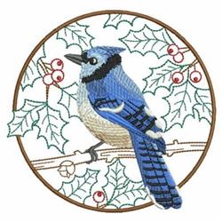 Winter Bluejay - 4x4 bird detailed embroidery design for decorative pillow covers
