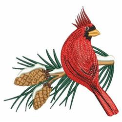 bird detailed machine embroidery - Winter Cardinal perfect for decorative pillow covers