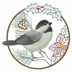 Winter Chickadee - 4x4 bird detailed embroidery design for decorative pillow covers