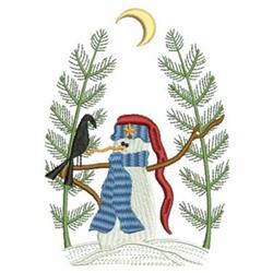 snowman detailed machine embroidery - Winter Night Scene perfect for kitchen tea towels