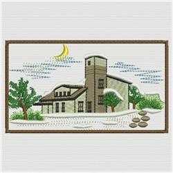 scene detailed machine embroidery - Winter Scene perfect for festive table runners