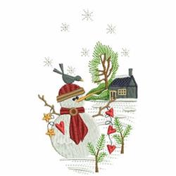Winter Scenery - 4x4 snowman beginner-friendly embroidery design for kitchen tea towels