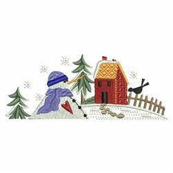 beginner-friendly christmas snowman machine embroidery pattern - Winter Scenery for kitchen aprons