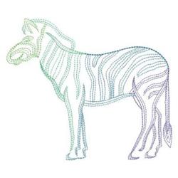 Whimsical zebra silhouette in soft pastel colors with linear patterns, perfect for kids' embroidery projects.