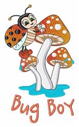 detailed mushroom machine embroidery pattern - Bug Boy perfect for reusable tote bags