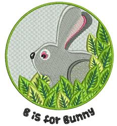 Playful bunny with pink ears peeking from green leaves in a circle, perfect for Easter decorations.
