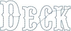 Bold lettering spells 'DECK' with a playful design and vibrant blue outline, perfect for casual projects.