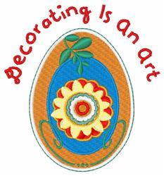 Colorful decorative egg for Easter featuring a vibrant blue hue, large yellow flower, and red text.