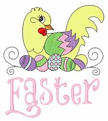 detailed easter bird machine embroidery pattern - Happy Easter for kitchen tea towels