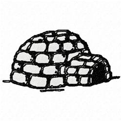 Minimalist igloo with a rounded dome shape, stone-like texture, and clean lines, ideal for embroidery on home decor.