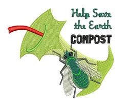 Vibrant insect on green leaf with 'Help Save the Earth' text, celebrating eco-friendly themes for Earth Day.