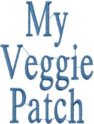 Playful text 'My Veggie Patch' in whimsical blue font, perfect for garden-themed projects.