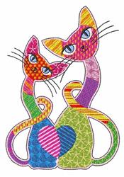 kitten detailed machine embroidery - Patch Cats perfect for patchwork quilt blocks