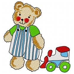 Pull-Train Bear - 5x7 bear detailed machine embroidery design for Baby Blankets