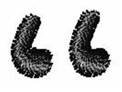 Textured black quotation marks with smooth, bold curves, perfect for decorative embroidery projects.